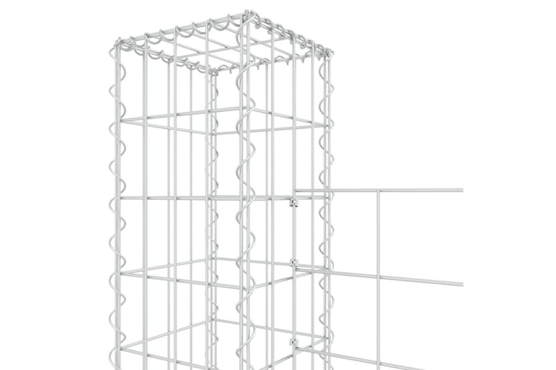 U-formad gabionkorg med 8 stolpar järn 860x20x200 cm - Silver - Hus & renovering - Insynsskydd & inhägnad - Mur