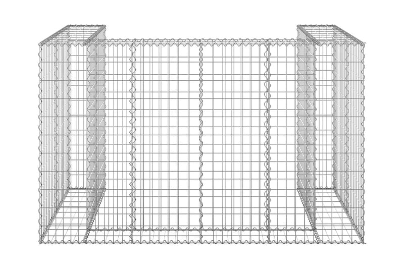 Gabionmur för soptunnor galvaniserat stål 180x100x110 cm - Silver - Hus & renovering - Insynsskydd & inhägnad - Mur