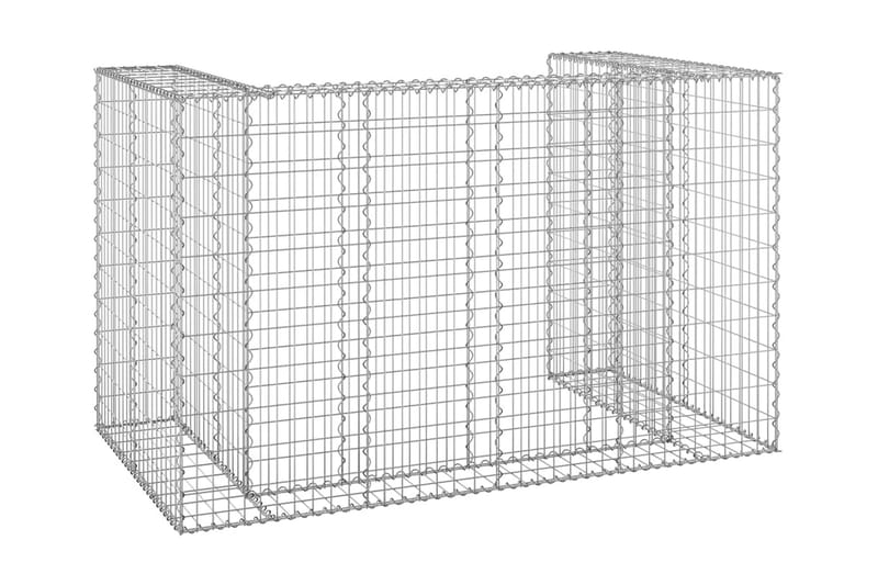 Gabionmur för soptunnor galvaniserat stål 180x100x110 cm - Silver - Hus & renovering - Insynsskydd & inhägnad - Mur