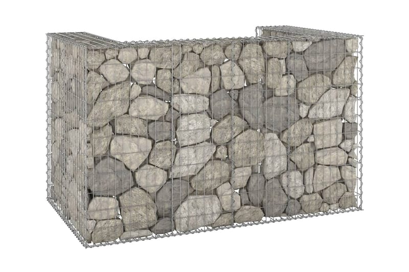 Gabionmur för soptunnor galvaniserat stål 180x100x110 cm - Silver - Hus & renovering - Insynsskydd & inhägnad - Mur