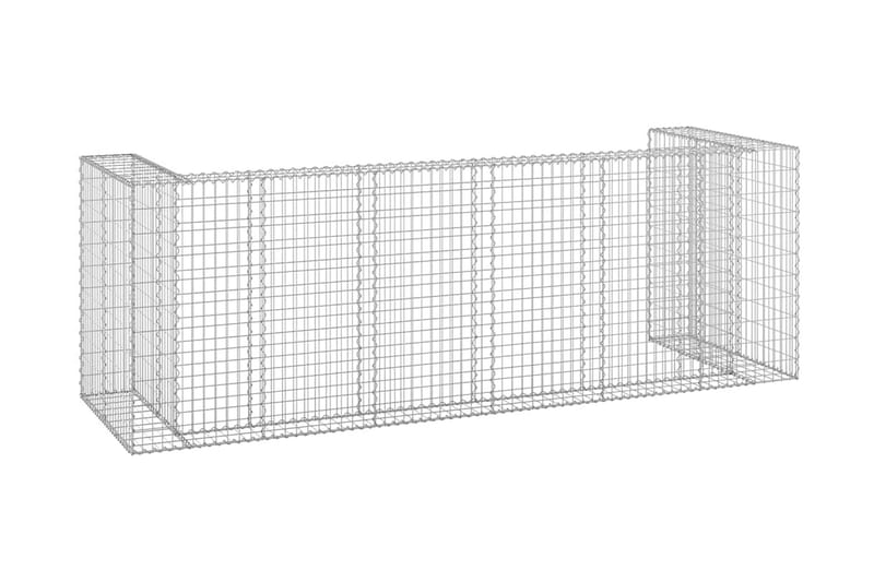 Gabionmur för soptunnor galvaniserat stål 320x100x110 cm - Silver - Hus & renovering - Insynsskydd & inhägnad - Mur