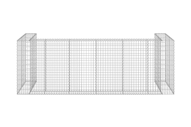 Gabionmur för soptunnor galvaniserat stål 320x100x110 cm - Silver - Hus & renovering - Insynsskydd & inhägnad - Mur