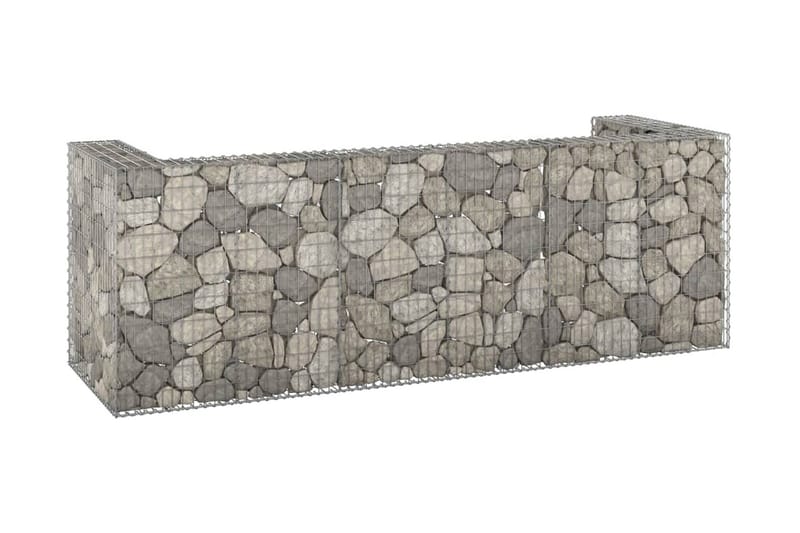 Gabionmur för soptunnor galvaniserat stål 320x100x110 cm - Silver - Hus & renovering - Insynsskydd & inhägnad - Mur