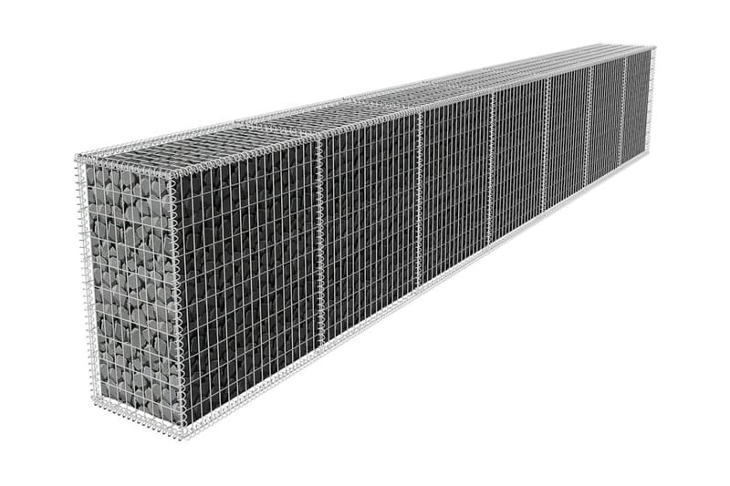 Gabionmur med lock galvaniserat stål 600x50x100 cm - Silver - Gabion