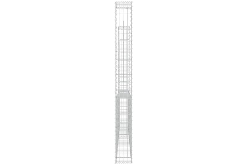 U-formad gabionkorg med 3 stolpar järn 260x20x200 cm - Silver - Hus & renovering - Insynsskydd & inhägnad - Mur