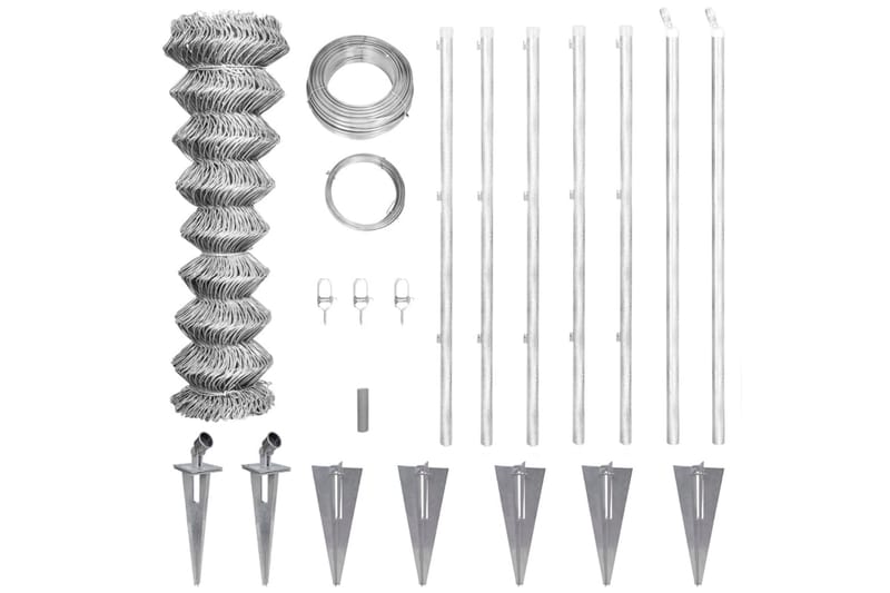 Flätverksstängsel med stolpar galvaniserat stål 15x1,5 m - Silver - Hus & renovering - Insynsskydd & inhägnad - Staket