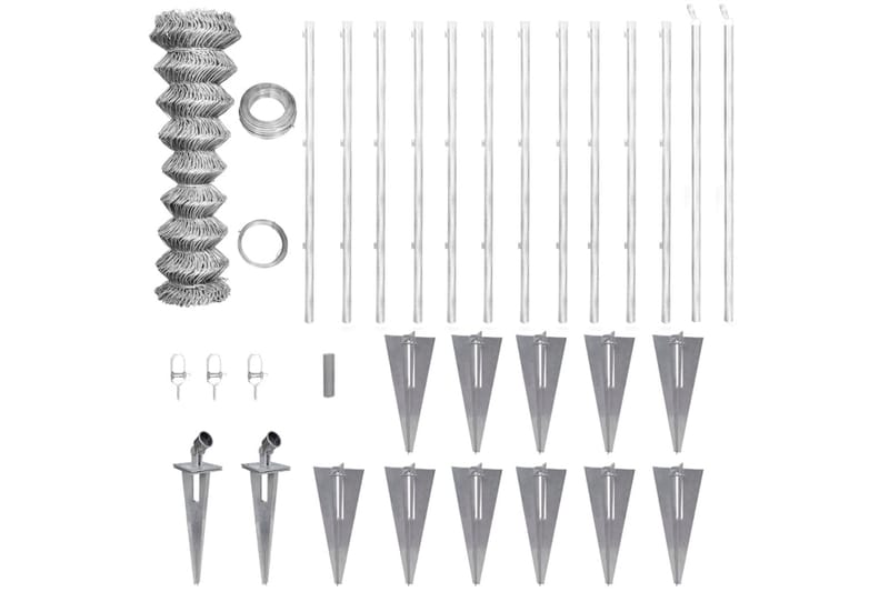 Flätverksstängsel med stolpar galvaniserat stål 25x1,5 m - Silver - Hus & renovering - Insynsskydd & inhägnad - Staket