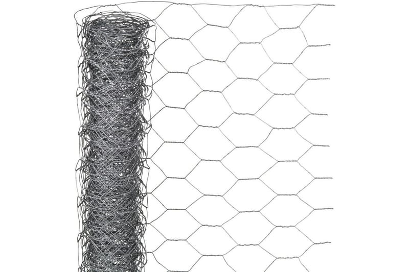 Nature Ståltrådsnät hexagonalt 0,5x2,5 m 25 mm galvaniserat - Grå - Nätstängsel - För djuren