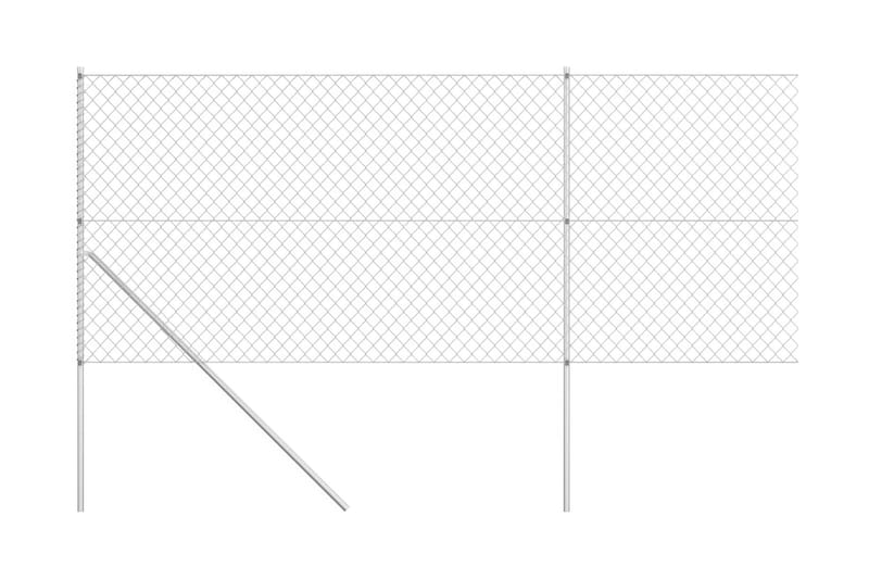 Flätverksstängsel med stolpar galvaniserat stål 15x1,5 m sil - Silver - Trädgårdsstängsel & panelstängsel