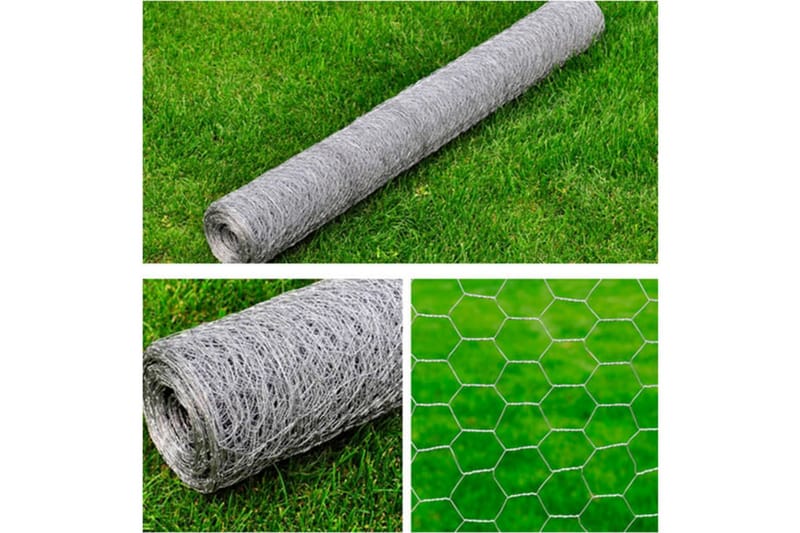 Nätstängsel galvaniserat stål hexagon 1x25 m silver - Silver - Hus & renovering - Insynsskydd & inhägnad - Stängsel