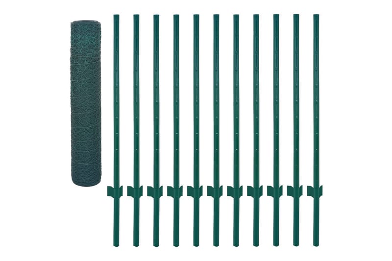 Nätstängsel med stolpar stål 25x0,75 m grön - Grön - Hus & renovering - Insynsskydd & inhägnad - Stängsel