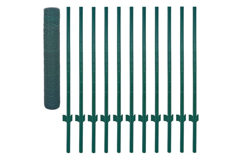 Nätstängsel med stolpar stål 25x1 m grön - Grön - Hus & renovering - Insynsskydd & inhägnad - Stängsel