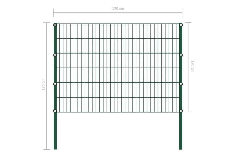 Stängselpanel med stolpar järn 1,7x1,2 m grön - Grön - Hus & renovering - Insynsskydd & inhägnad - Stängsel