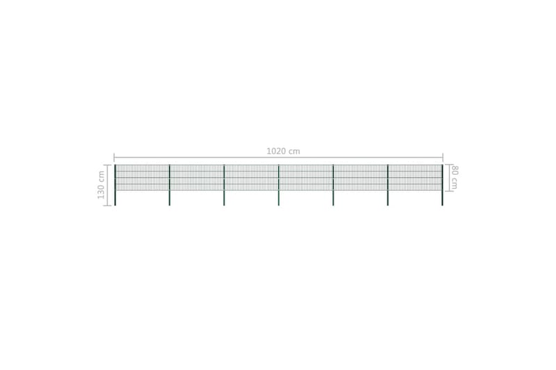 Stängselpanel med stolpar järn 10,2x0,8 m grön - Grön - Hus & renovering - Insynsskydd & inhägnad - Stängsel