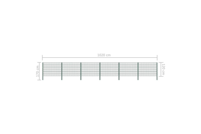 Stängselpanel med stolpar järn 10,2x1,2 m grön - Grön - Hus & renovering - Insynsskydd & inhägnad - Stängsel