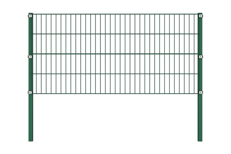 Stängselpanel med stolpar järn 11,9x0,8 m grön - Grön - Trädgårdsstängsel & panelstängsel