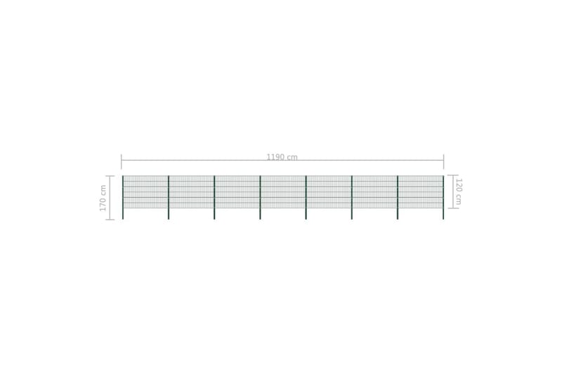 Stängselpanel med stolpar järn 11,9x1,2 m grön - Grön - Hus & renovering - Insynsskydd & inhägnad - Stängsel