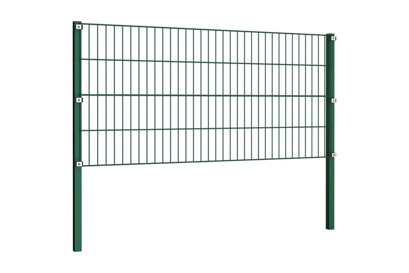 Stängselpanel med stolpar järn 13,6x0,8 m grön - Grön - Hus & renovering - Insynsskydd & inhägnad - Stängsel