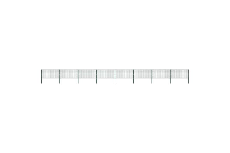 Stängselpanel med stolpar järn 13,6x0,8 m grön - Grön - Hus & renovering - Insynsskydd & inhägnad - Stängsel