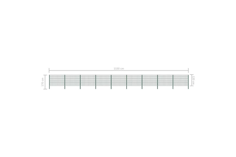Stängselpanel med stolpar järn 15,3x1,2 m grön - Grön - Hus & renovering - Insynsskydd & inhägnad - Stängsel