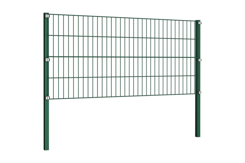 Stängselpanel med stolpar järn 17x0,8 m grön - Grön - Hus & renovering - Insynsskydd & inhägnad - Stängsel
