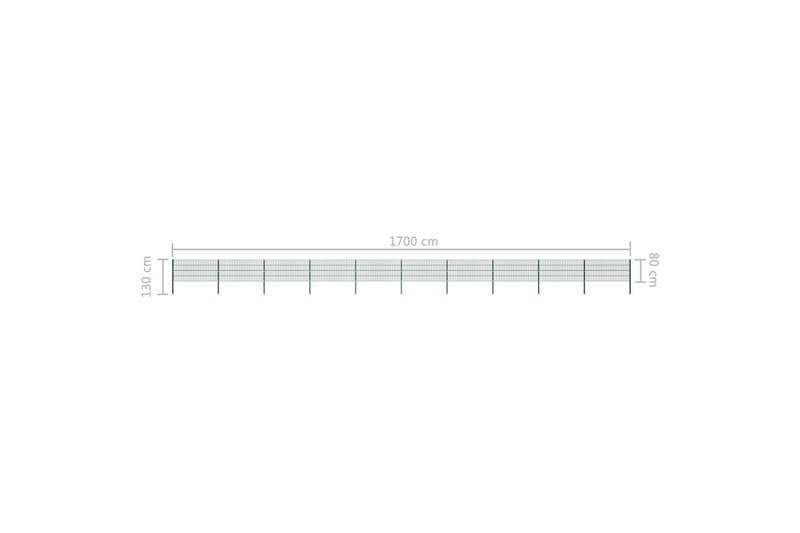 Stängselpanel med stolpar järn 17x0,8 m grön - Grön - Hus & renovering - Insynsskydd & inhägnad - Stängsel