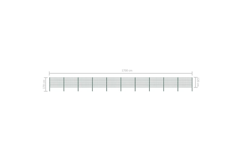 Stängselpanel med stolpar järn 17x1,2 m grön - Grön - Hus & renovering - Insynsskydd & inhägnad - Stängsel