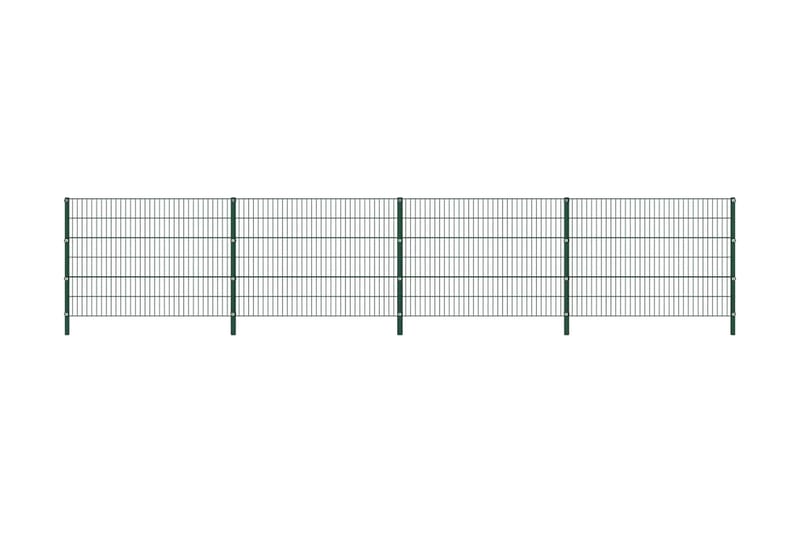 Stängselpanel med stolpar järn 6,8x1,2 m grön - Grön - Hus & renovering - Insynsskydd & inhägnad - Stängsel