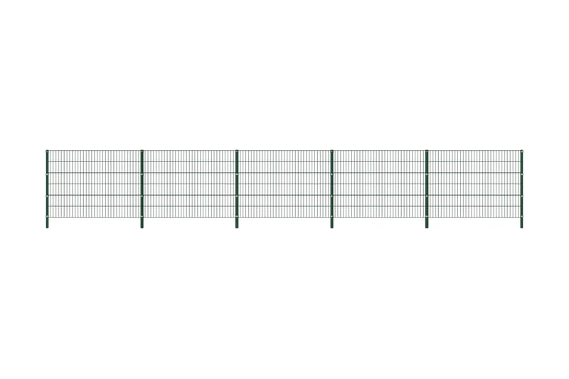 Stängselpanel med stolpar järn 8,5x1,2 m grön - Grön - Hus & renovering - Insynsskydd & inhägnad - Stängsel