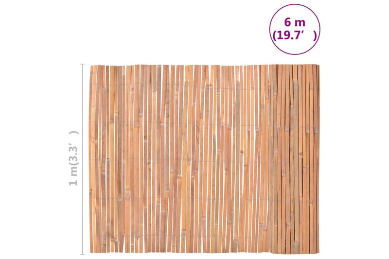 Bambustaket 100x600 cm - Brun - Trästaket