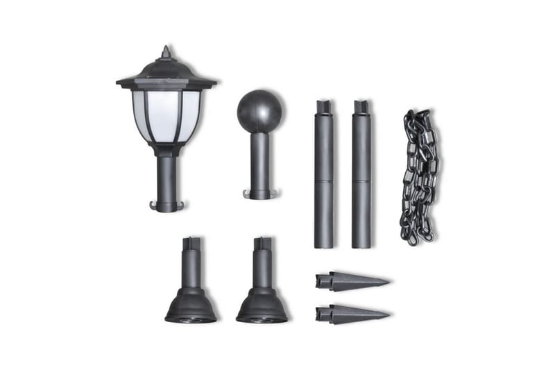 Kedjestaket med 2 solcellsdrivna LED-lampor - Grå - Hus & renovering - Insynsskydd & inhägnad - Staket