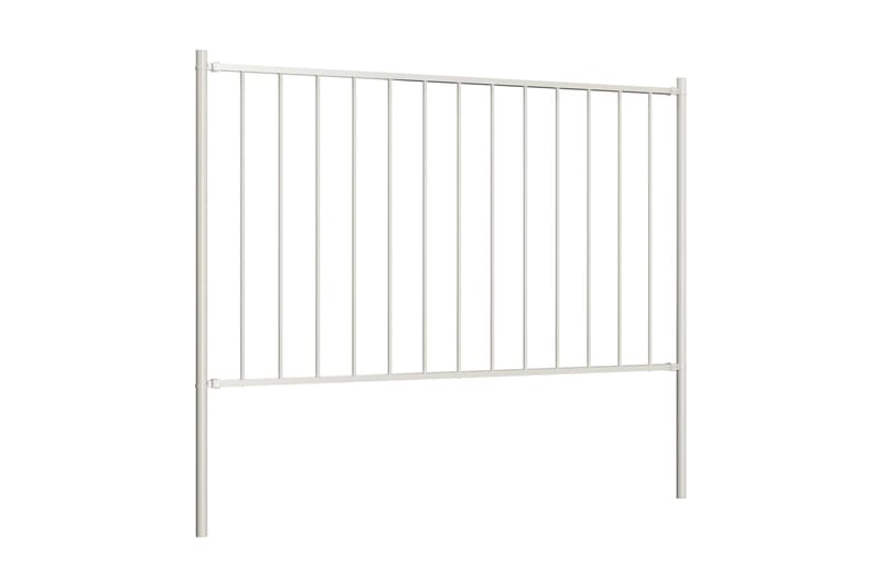 Staketpanel med stolpar pulverlackerat stål 1,7x1 m vit - Vit - Hus & renovering - Insynsskydd & inhägnad - Staket