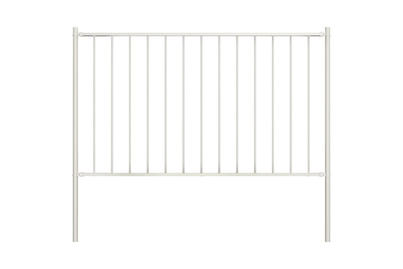 Staketpanel med stolpar pulverlackerat stål 1,7x1 m vit - Vit - Hus & renovering - Insynsskydd & inhägnad - Staket