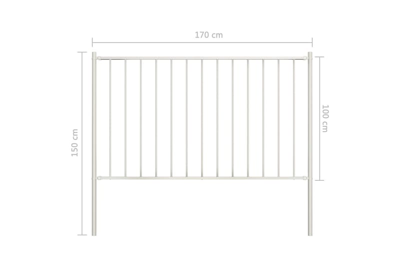 Staketpanel med stolpar pulverlackerat stål 1,7x1 m vit - Vit - Hus & renovering - Insynsskydd & inhägnad - Staket
