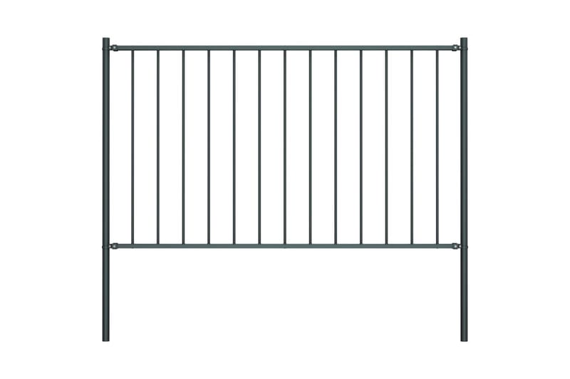 Staketpanel med stolpar pulverlackerat stål 1,7x1,25 m antra - Grå - Hus & renovering - Insynsskydd & inhägnad - Staket
