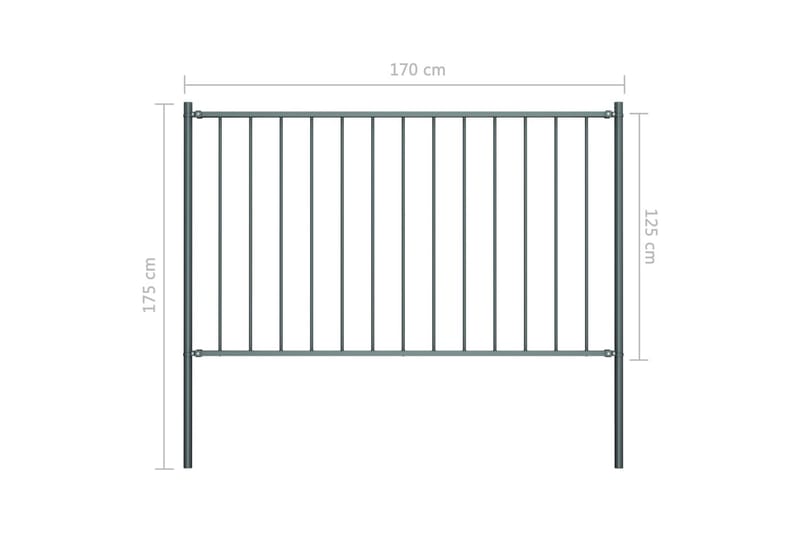 Staketpanel med stolpar pulverlackerat stål 1,7x1,25 m antra - Grå - Hus & renovering - Insynsskydd & inhägnad - Staket