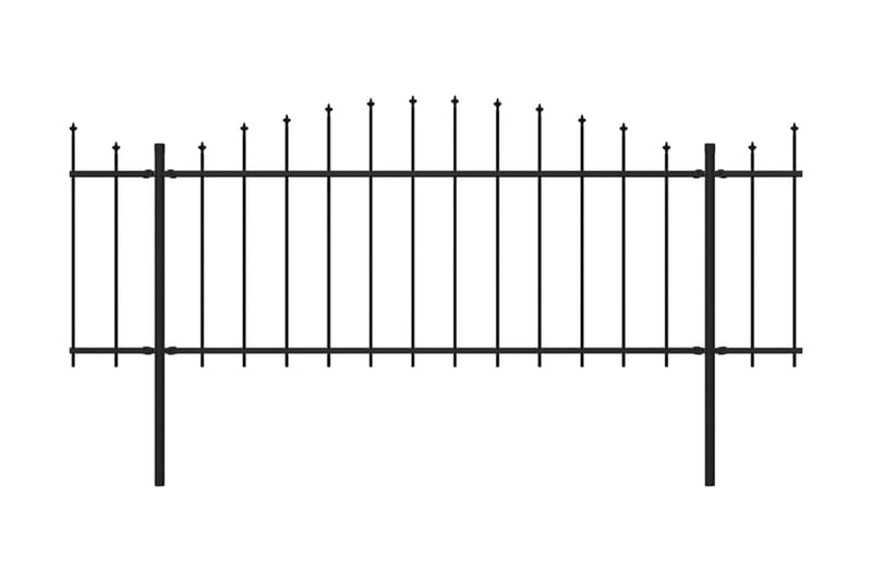 Trädgårdsstaket med spjuttopp stål (0,5-0,75)x11,9 m svart - Svart - Smidesstaket & järnstaket