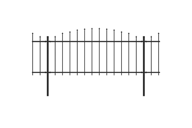 Trädgårdsstaket med spjuttopp stål (0,5-0,75)x13,6 m svart - Svart - Smidesstaket & järnstaket