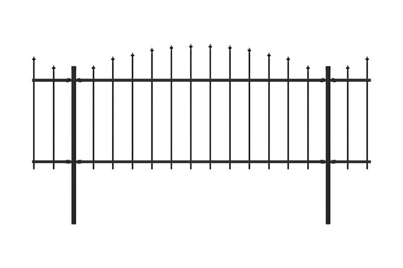 Trädgårdsstaket med spjuttopp stål (0,5-0,75)x5,1 m svart - Svart - Hus & renovering - Insynsskydd & inhägnad - Staket
