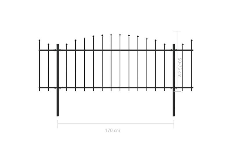 Trädgårdsstaket med spjuttopp stål (0,5-0,75)x8,5 m svart - Svart - Hus & renovering - Insynsskydd & inhägnad - Staket