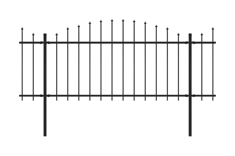 Trädgårdsstaket med spjuttopp stål (1,25-1,5)x10,2 m svart - Svart - Hus & renovering - Insynsskydd & inhägnad - Staket