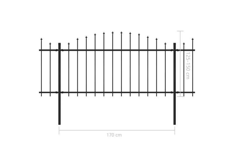 Trädgårdsstaket med spjuttopp stål (1,25-1,5)x10,2 m svart - Svart - Hus & renovering - Insynsskydd & inhägnad - Staket