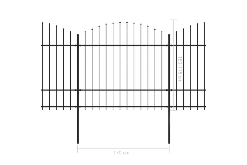 Trädgårdsstaket med spjuttopp stål (1,5-1,75)x15,3 m svart - Svart - Hus & renovering - Insynsskydd & inhägnad - Staket