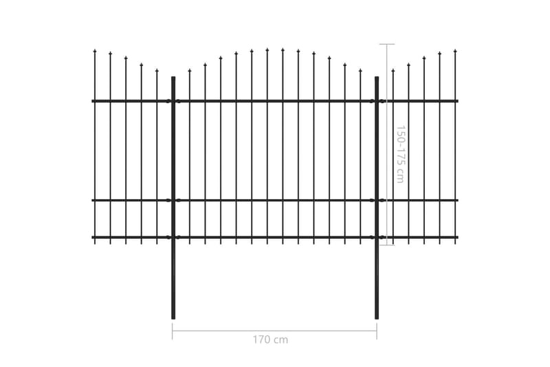 Trädgårdsstaket med spjuttopp stål (1,5-1,75)x5,1 m svart - Svart - Hus & renovering - Insynsskydd & inhägnad - Staket