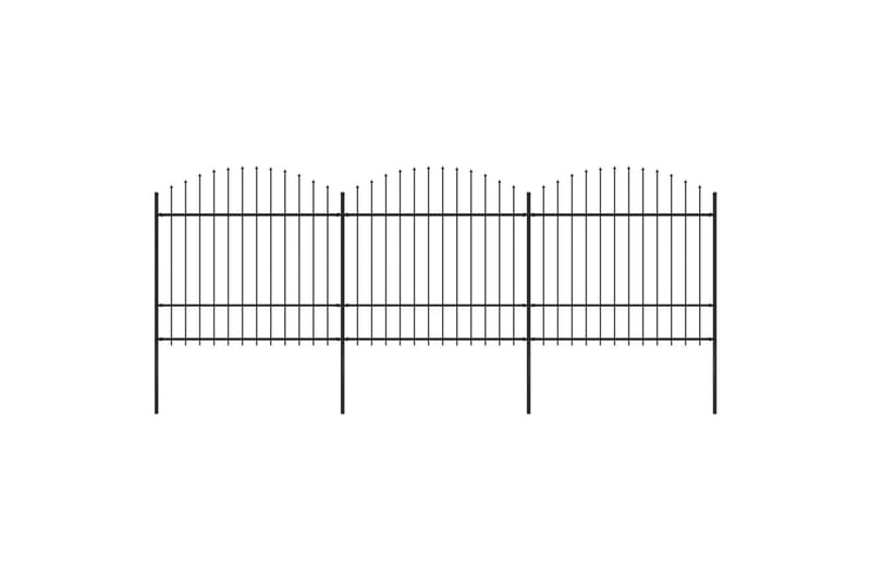 Trädgårdsstaket med spjuttopp stål (1,5-1,75)x5,1 m svart - Svart - Hus & renovering - Insynsskydd & inhägnad - Staket