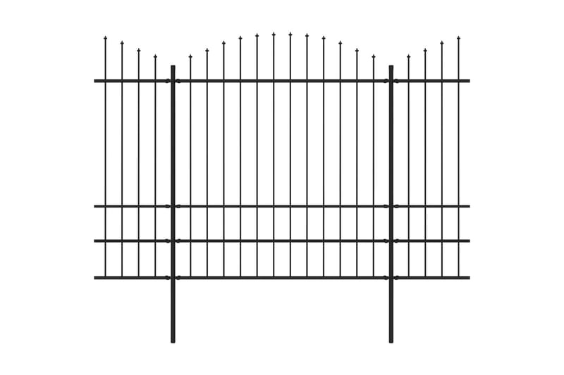 Trädgårdsstaket med spjuttopp stål (1,75-2)x17 m svart - Svart - Hus & renovering - Insynsskydd & inhägnad - Staket