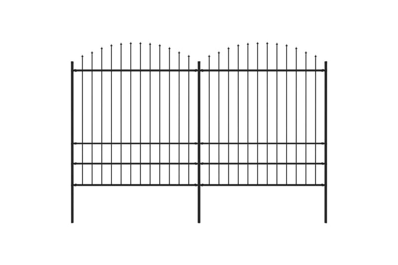 Trädgårdsstaket med spjuttopp stål (1,75-2)x3,4 m svart - Svart - Hus & renovering - Insynsskydd & inhägnad - Staket
