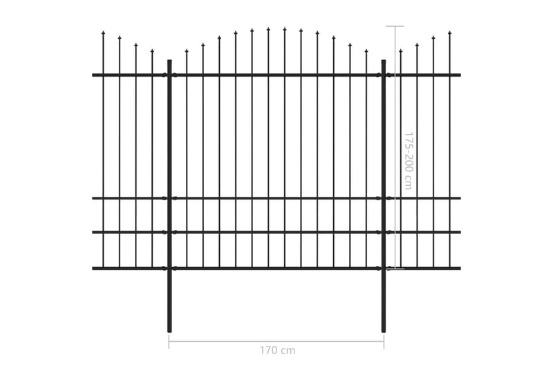Trädgårdsstaket med spjuttopp stål (1,75-2)x5,1 m svart - Svart - Hus & renovering - Insynsskydd & inhägnad - Staket