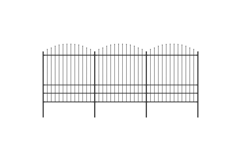 Trädgårdsstaket med spjuttopp stål (1,75-2)x5,1 m svart - Svart - Hus & renovering - Insynsskydd & inhägnad - Staket