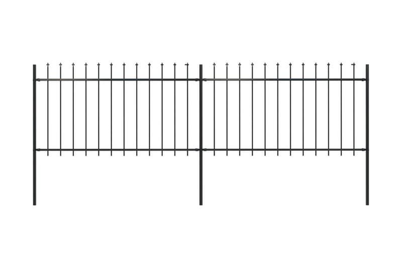 Trädgårdsstaket med spjuttopp stål 3,4x1 m svart - Svart - Smidesstaket & järnstaket
